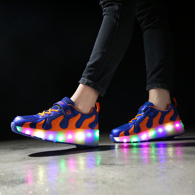 Világító roller tornacipő fiúknak fekete és kék színben