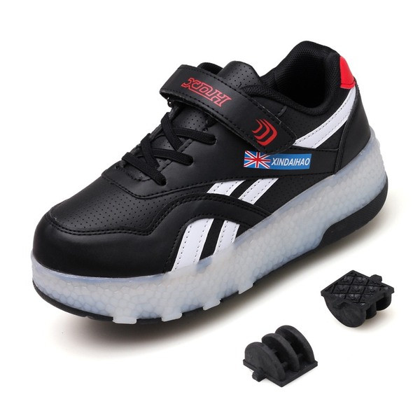 Fényes roller tornacipő fekete és rózsaszín színben fiúknak és lányoknak egyaránt