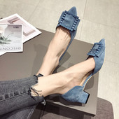 Női alkalmi cipő öko velúrból, nagy csattal három színben