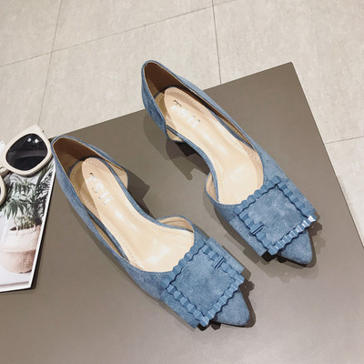 Női alkalmi cipő öko velúrból, nagy csattal három színben