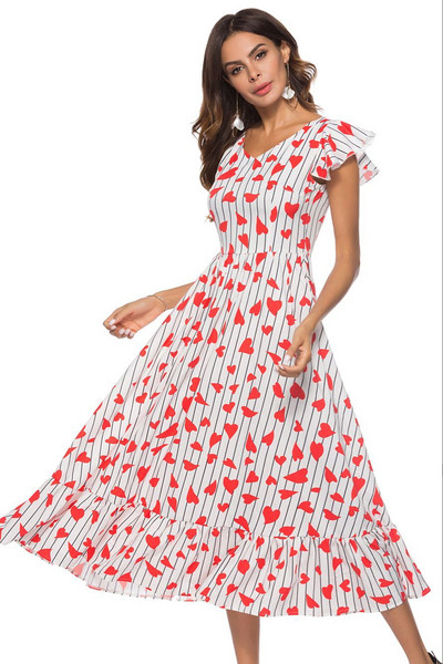 Κομψό γυναικείο φόρεμα μακρύ μοτίβο με appliqué