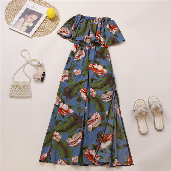 Μακρύ φόρεμα γυναικείο καλοκαιρινό με floral μοτίβο