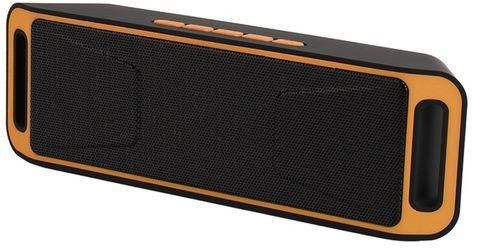 Преносима bluetooth колонка A2DP с AUX и USB порт и слот за TF/SD card в черен цвят оранжево
