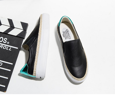 Espadrile de dama din piele ecologica in alb si negru