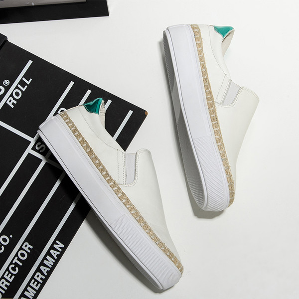 Espadrile de dama din piele ecologica in alb si negru