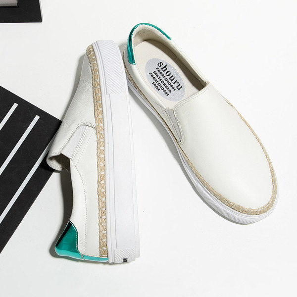 Espadrile de dama din piele ecologica in alb si negru