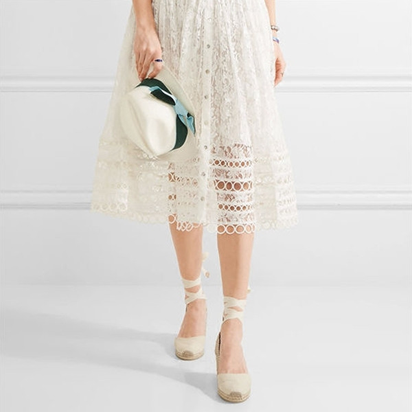 Női espadrillek emelvényes és boka körüli megkötős három színben