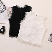 Maieu elegant de damă, cu dantelă, în alb și negru