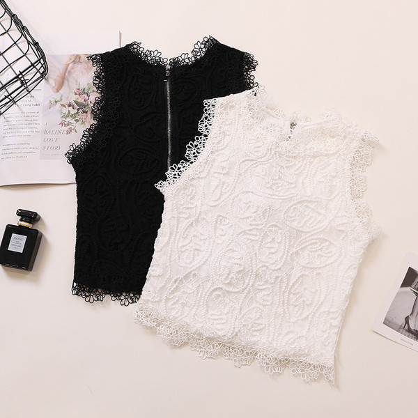 Maieu elegant de damă, cu dantelă, în alb și negru