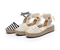 Női napi espadrillek bokát körülvevő megkötővel, három színben