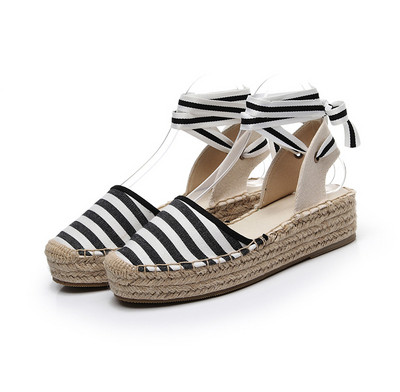 Női napi espadrillek bokát körülvevő megkötővel, három színben