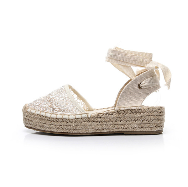 Női napi espadrillek bokát körülvevő megkötővel, három színben