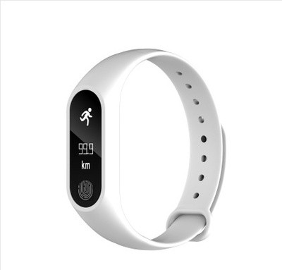 Фитнес гривна със силиконова каишка модел M2 в бял цвят