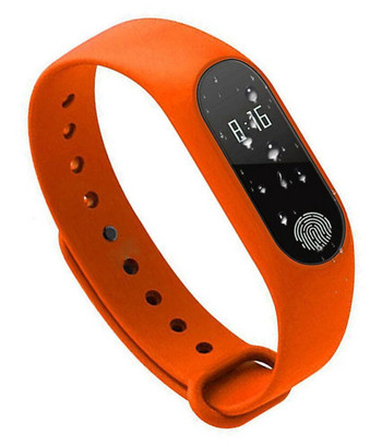 Фитнес гривна със силиконова каишка модел M2 в оранжев цвят