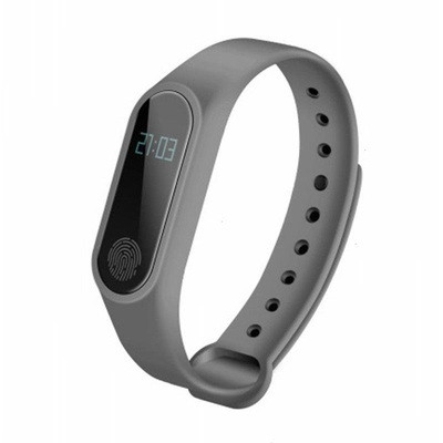 Фитнес гривна със силиконова каишка модел M2 в сив цвят