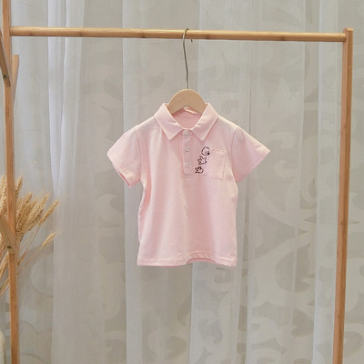 Tricou pentru copii pentru baieti in doua culori cu aplicatie si nasturi