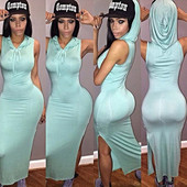 Rochie de damă cu glugă model Slim în verde