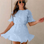 Καθημερινό γυναικείο φόρεμα με ανοιχτό λαιμό και μανίκια σε διάφορα χρώματα