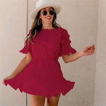 Καθημερινό γυναικείο φόρεμα με ανοιχτό λαιμό και μανίκια σε διάφορα χρώματα