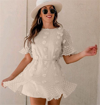 Καθημερινό γυναικείο φόρεμα με ανοιχτό λαιμό και μανίκια σε διάφορα χρώματα