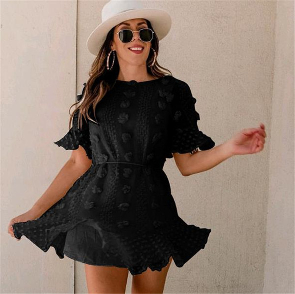 Καθημερινό γυναικείο φόρεμα με ανοιχτό λαιμό και μανίκια σε διάφορα χρώματα