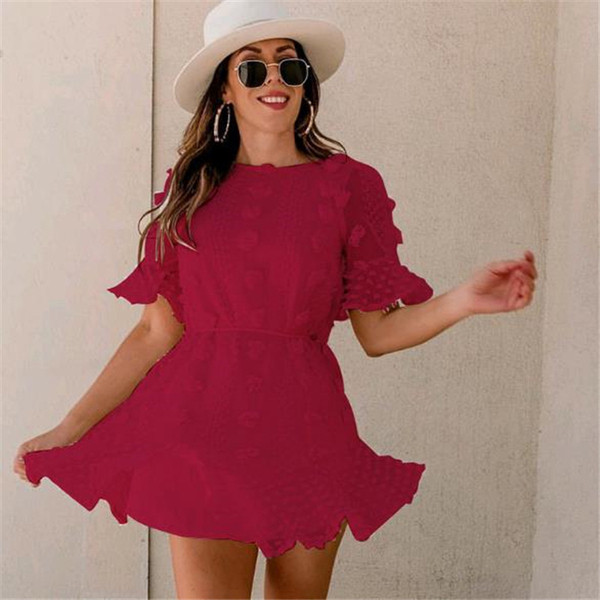 Καθημερινό γυναικείο φόρεμα με ανοιχτό λαιμό και μανίκια σε διάφορα χρώματα