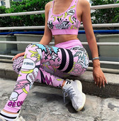 Modern női sport szett két részből színes nyomattal