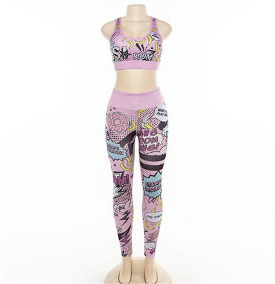 Modern női sport szett két részből színes nyomattal