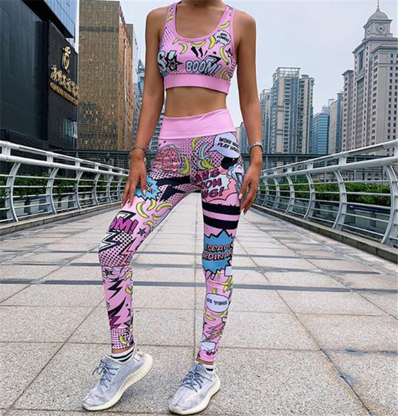 Modern női sport szett két részből színes nyomattal