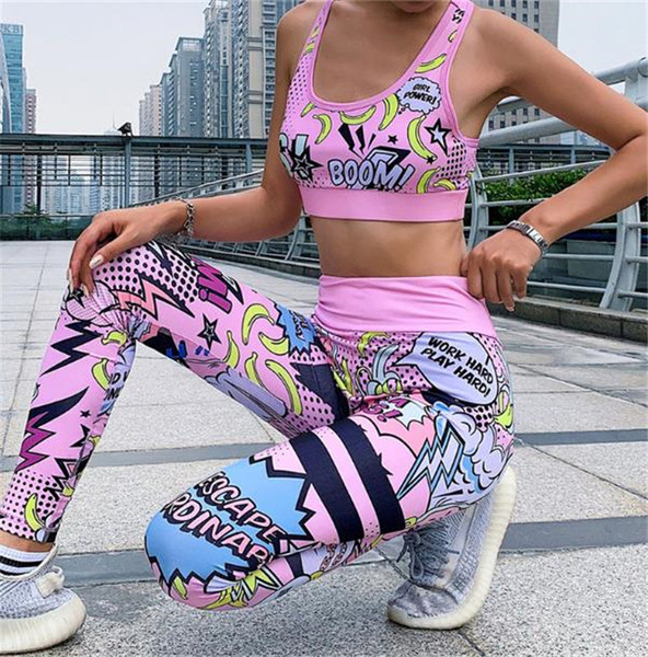 Modern női sport szett két részből színes nyomattal