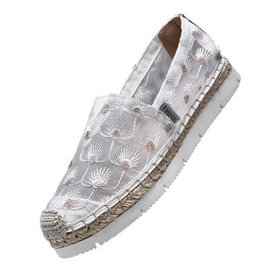 Csipke espadrillák fehér és fekete színben