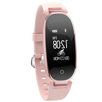 Κομψό smart ρολόι με μοντέλο δερμάτινη αλυσίδα S3 - ροζ χρώμα