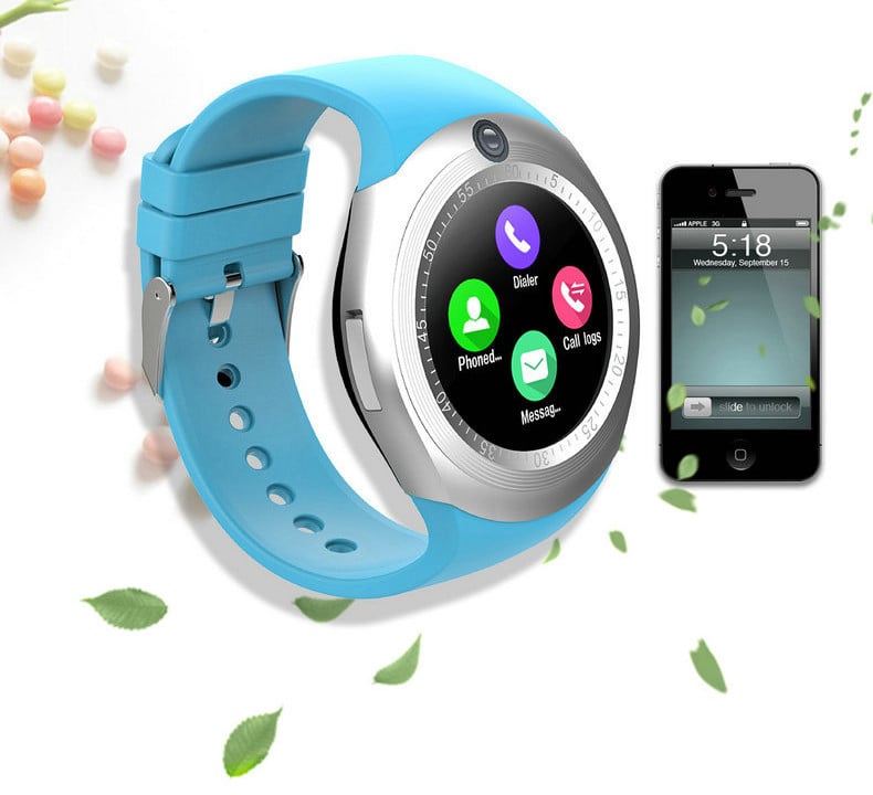 Okosóra kék színű szilikon szíjjal - Y1 modell