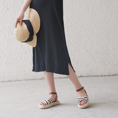 Καθημερινά γυναικεία σανδάλια από ύφαζμα και οικολογικό δέρμα