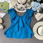 Modern női felső V-nyakkal, négy színben