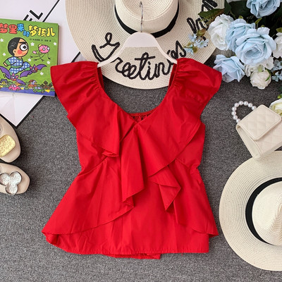 Modern női felső V-nyakkal, négy színben