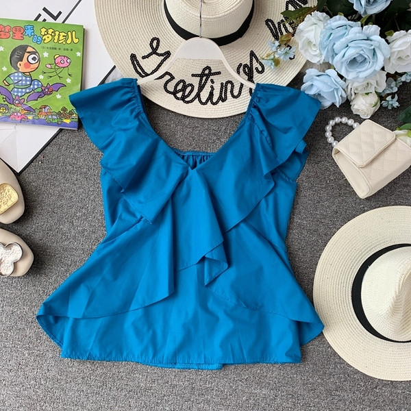 Modern női felső V-nyakkal, négy színben