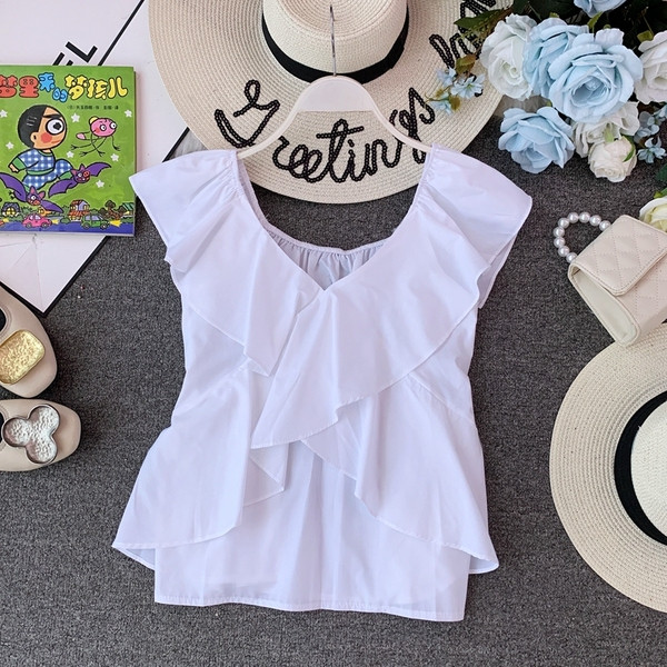 Modern női felső V-nyakkal, négy színben