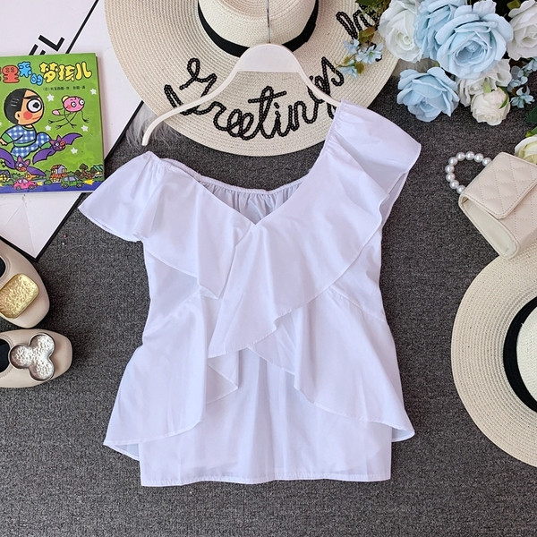 Modern női felső V-nyakkal, négy színben