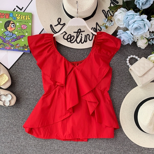 Modern női felső V-nyakkal, négy színben