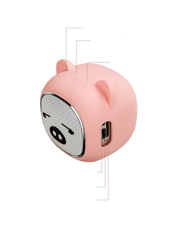 Φορητή στήλη bluetooth D10 με θύρα USB και υποδοχή κάρτας TF / SD - ροζ