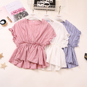 Σύγχρονη γυναικεία μπλούζα με λωρίδα V σε τρία χρώματα