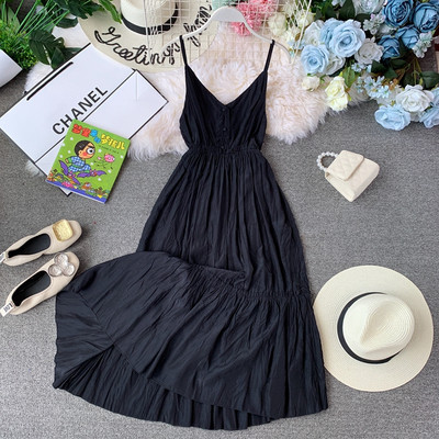 Μοντέρνο γυναικείο φόρεμα με λεπτές λωρίδες και κουμπιά σε διαφορετικά χρώματα