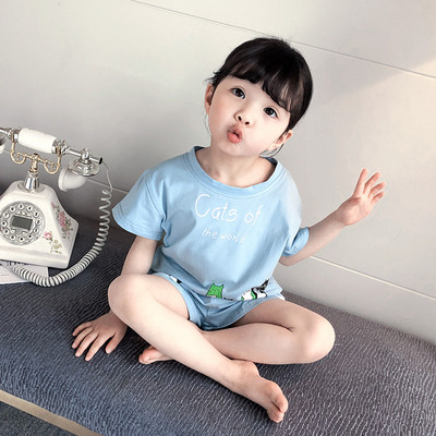 Gyerek pizsama lányoknak kék és rózsaszín színben