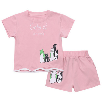 Детска пижама за момичета в син и розов цвят