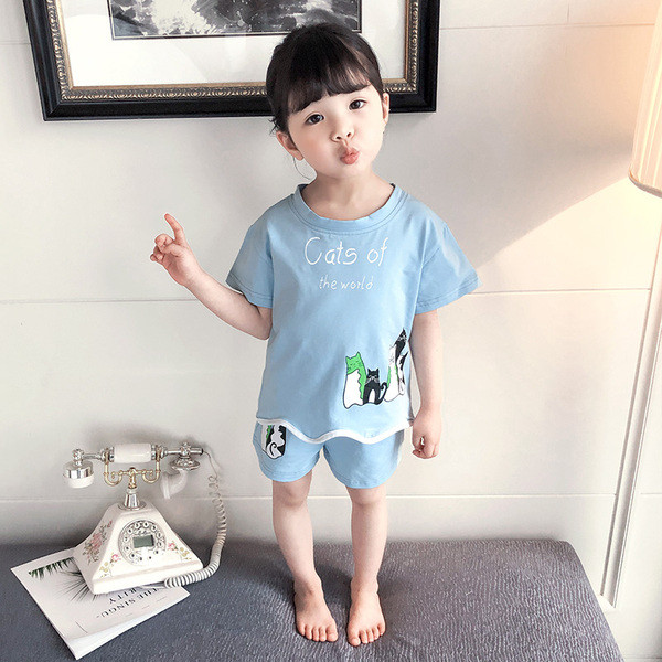 Gyerek pizsama lányoknak kék és rózsaszín színben