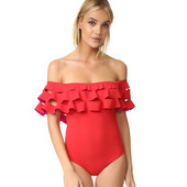 NOU Costum de baie complet elegant pentru femei în negru și roșu