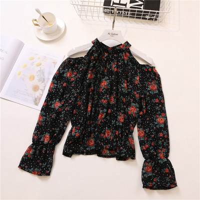 Bluză de damă elegantă cu mâneci lungi și motiv floral