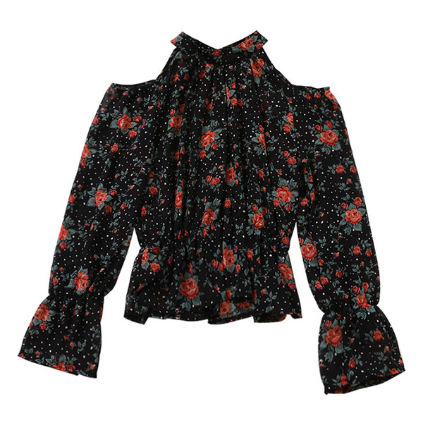 Bluză de damă elegantă cu mâneci lungi și motiv floral