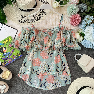 Σύγχρονη κυρία μπλούζα με floral μοτίβο σε τέσσερα χρώματα